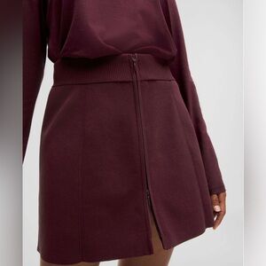 Lululemon Ribbed-Knit Front-Zip Mini Skirt NWT in Garnet Burgundy